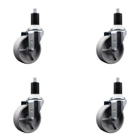 Service Caster 4'' Semi Steel Wheel Swivel 1-1/2'' Expanding Stem Caster Set, 4PK SCC-EX20S415-SSR-112-4